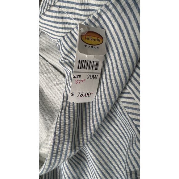 Talbots 20W seersucker skirt blue/white side-zip knee length 100% cottton office - Picture 9 of 9